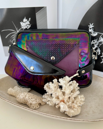 Torebka Double Bag - benzynka ledowa gładka z plecionką