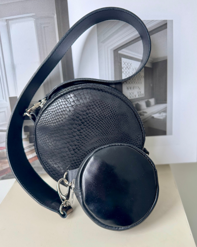 Torebka Double Moon Czarna Łuska