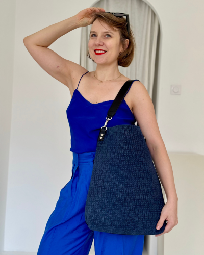 Torebka Trapeze Bag Granatowa Plecionka