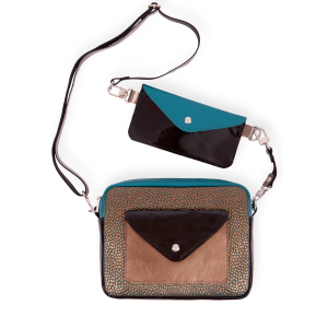 Kabelka Double Bag – cvočky, měď a patina
